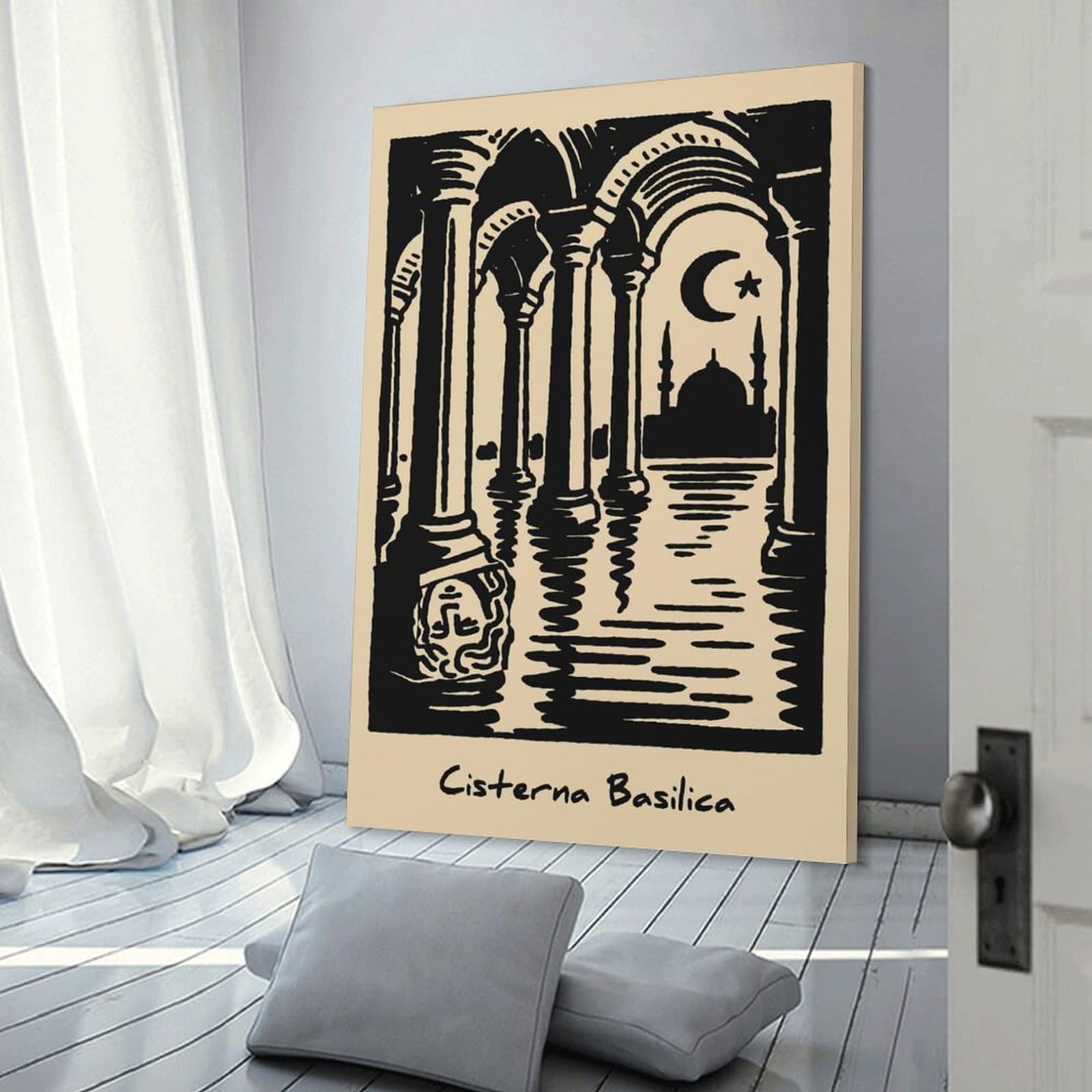 Junmoney Cistern Basilica Illustration Wall Picture Print 20x30inch(50x75cm), for Apartment Walls, Studios Or Work Areas, A Simple Refresh for Blank Walls