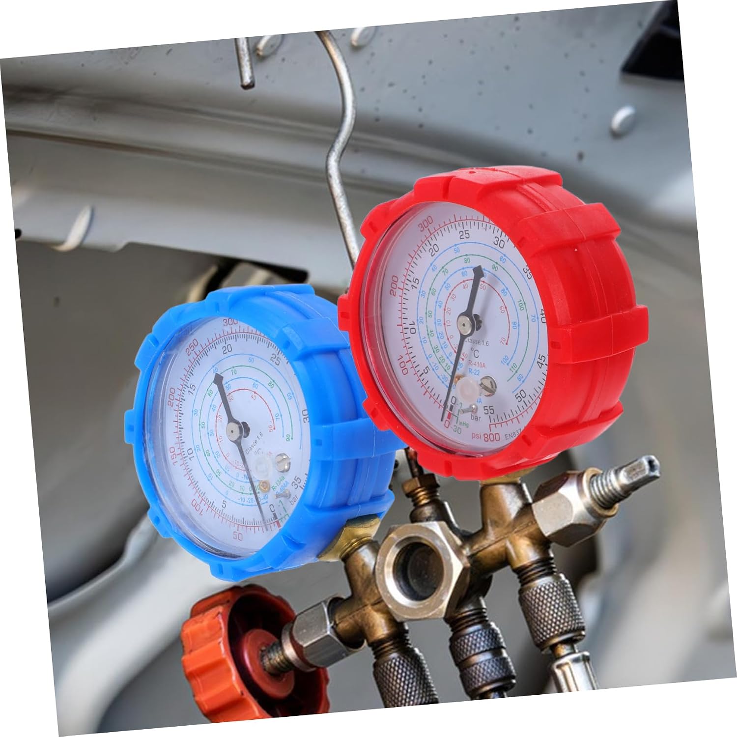 Automotive Manifold Gauge Set Compact HVAC Pressure Tester with Hoses for Accurate Monitoring and Efficient Car Maintenance
