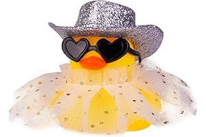 Bride Rubber Duck Ornament in Adorable Hat, Sunglasses, and Skirt for Bridal Car Decorations