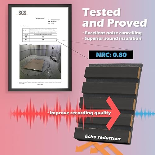 Miniatura 4 de Art3d Paquete de 2 paneles acústicos de madera de 108 x 12 pulgadas para pared, paneles de listones de madera insonorizados para pared y techo,