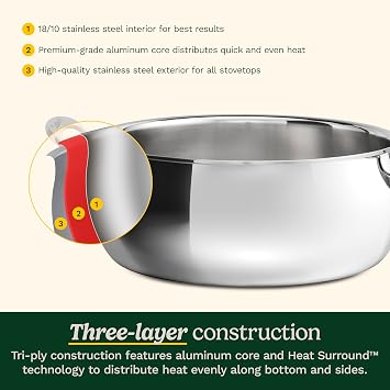 Cuisinart PureCladTM Triple Ply Stainless Steel 4.5 Qt. Dutch Oven w/Cover, PCT3545-24