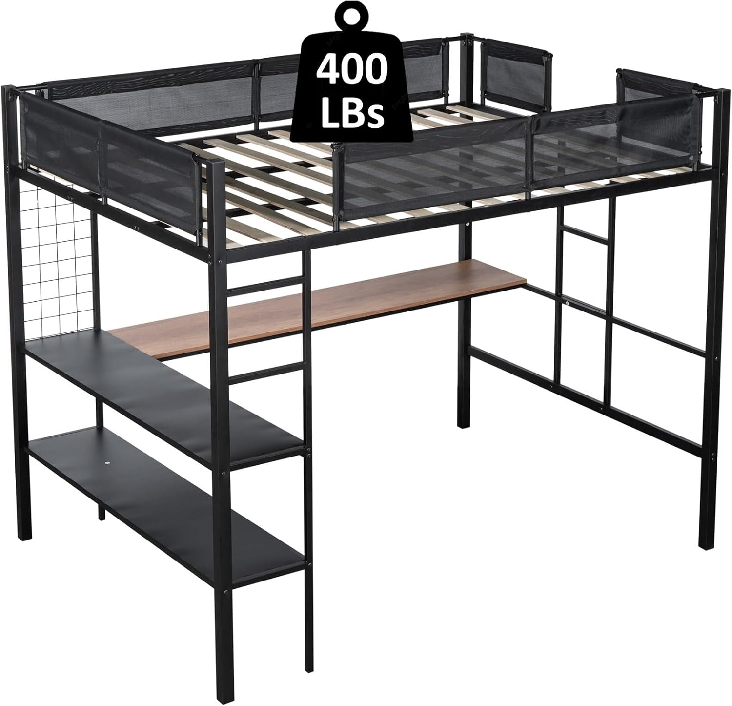Image indicating 400 lbs weight capacity for the loft bed