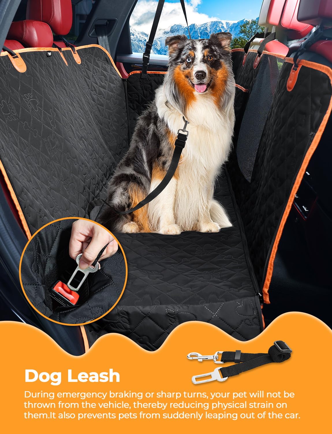 KYG Coprisedile per auto per animali domestici, design rimovibile, finestra in rete traspirante, cinghia di sicurezza anti-scappamento, impermeabile e antiscivolo, universale per cani e gatti (nero)