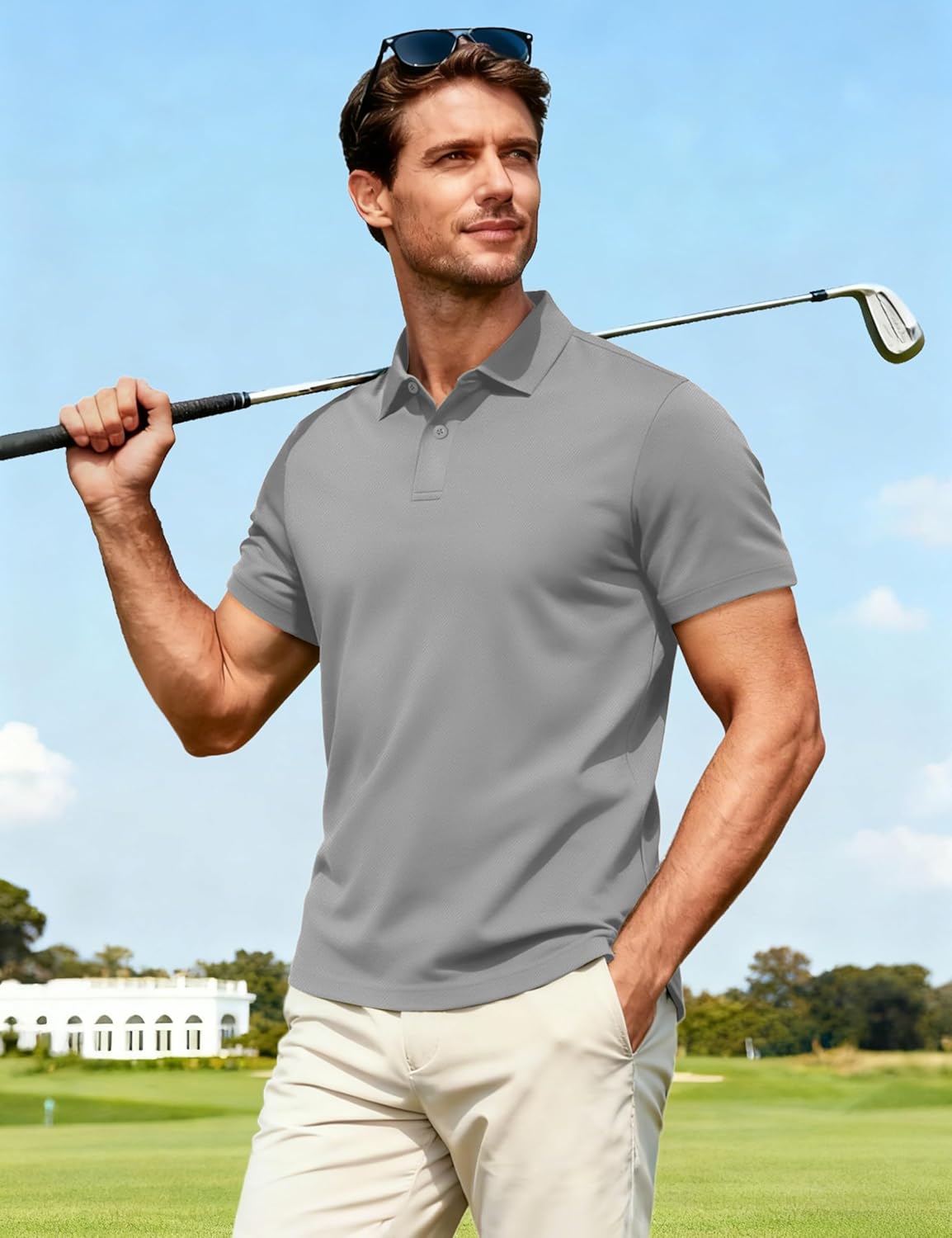 MAGCOMSEN Men's Polo Shirts Short Sleeve Collared Performance Dry Fit Breathable Golf Athletic Casual