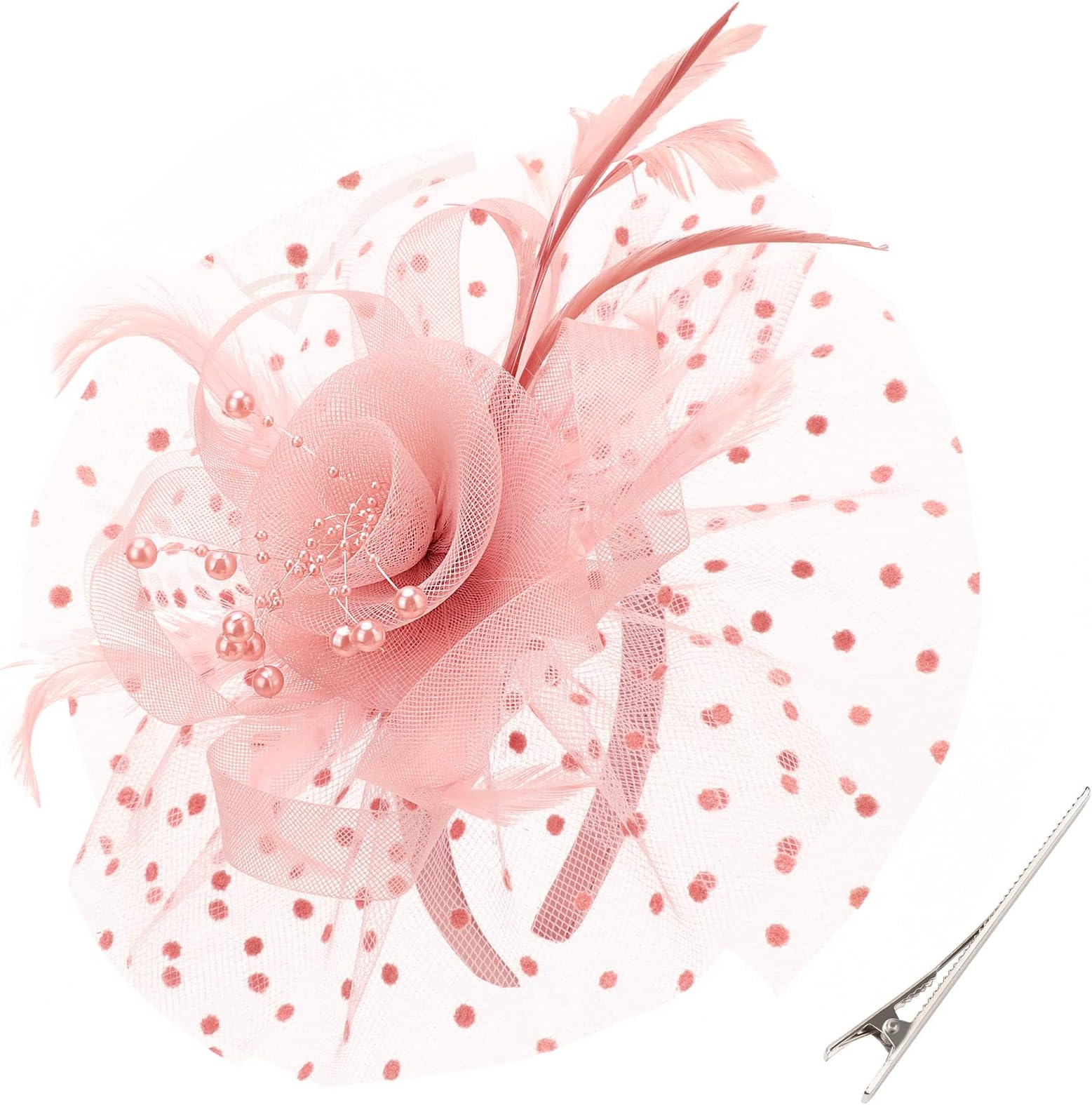 Fascinators Hat Feather Headband Women's Fascinators Tea Party Headwear with Clip Flower Head Band for Girls & Women