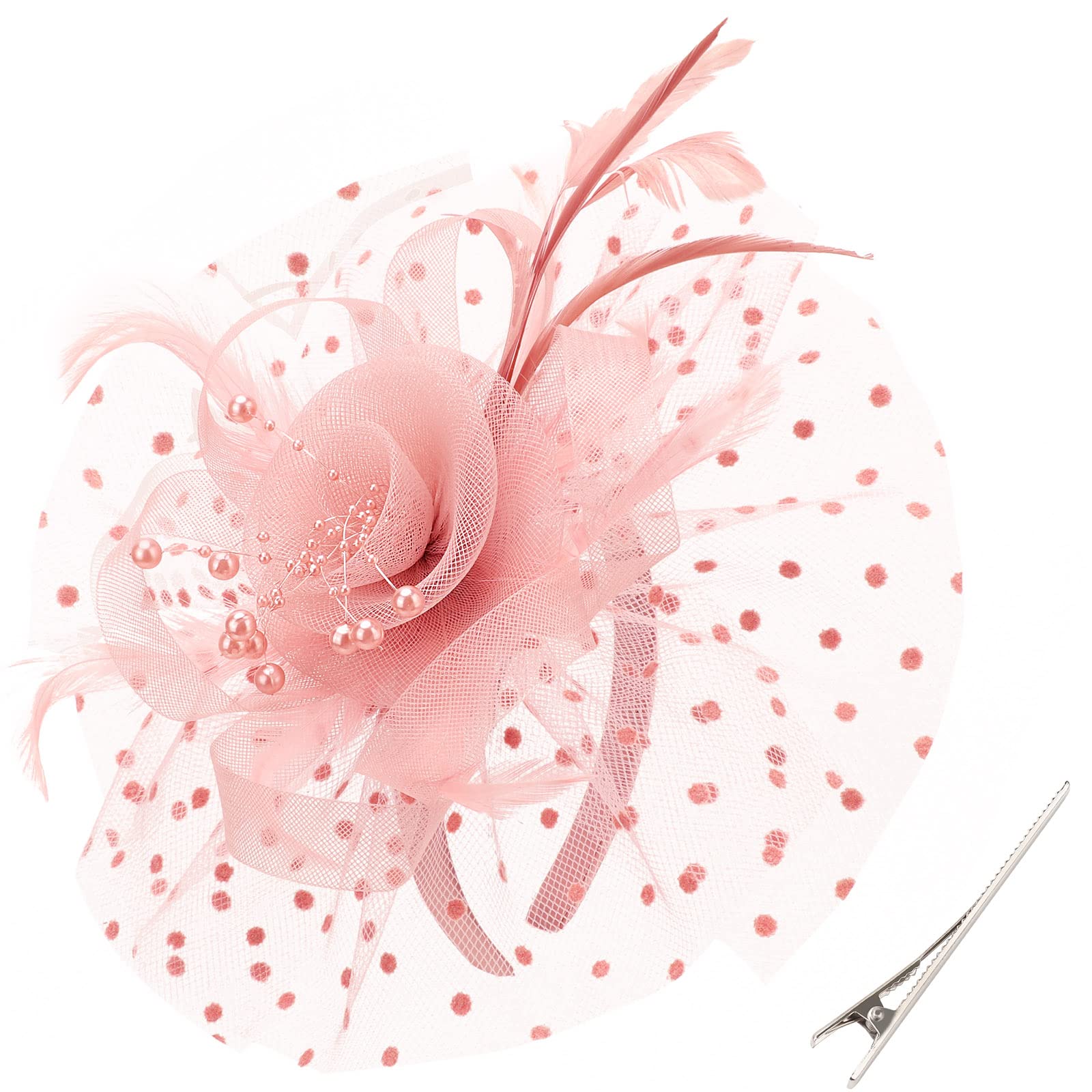 DRESHOW Fascinators Hat Feather Headband Women's Fascinators Tea Party Headwear with Clip Flower Head Band for Girls & Women