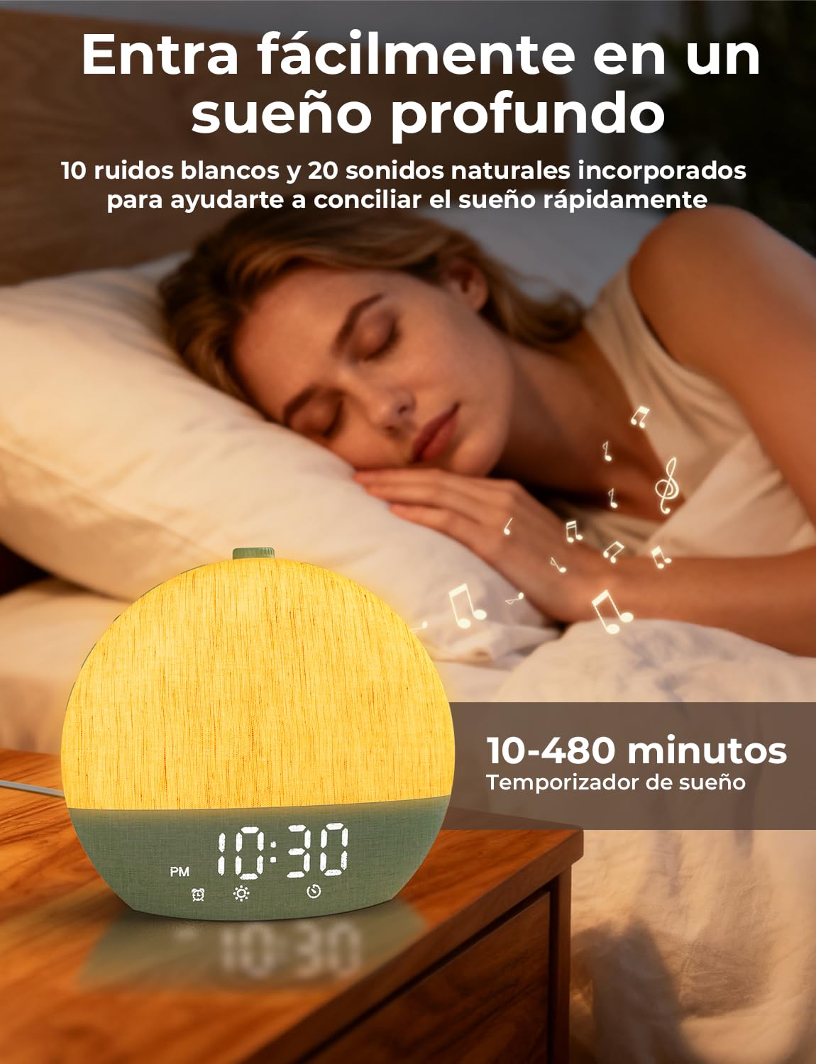 LIORQUE Despertador Amanecer, Despertador Luz Natural Simulación Amanecer | 17 Modos de Luz, 30 Sonidos Relajantes, Modo de Ayuda para Dormir, Conexión Bluetooth, Función Alarma y Snooze