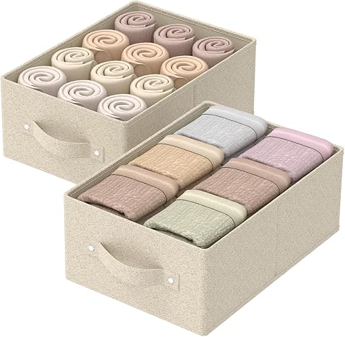 Organizador plegable para armario, cajas de almacenamiento para organizar el hogar, cestas de cubo de tela, oficina y armario, gris y beige, paquete