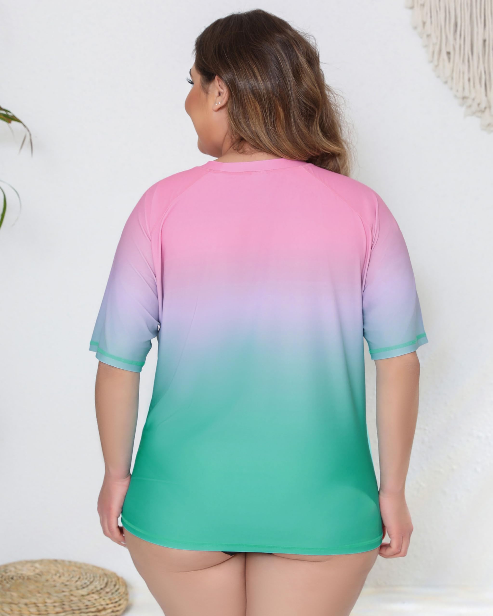 Halcurt Camiseta de natación para mujer, ajuste holgado, manga corta, camiseta de protección contra erupciones