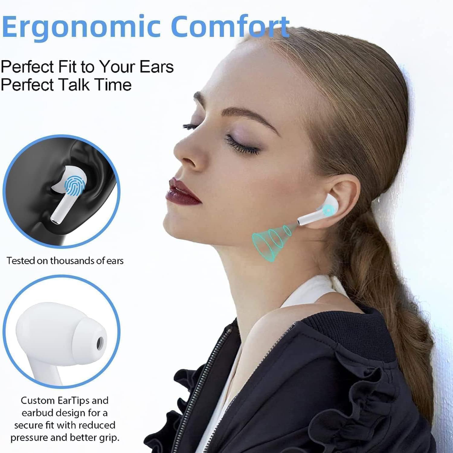 Wireless Earbuds Bluetooth 5.3 Headphones Noise Cancelling Air Buds Pods (2nd) 3D Stereo Ear pods in-Ear Ear Buds with Deep Bass Earphones Sport Headsets for Android/Samsung/Apple iPhone