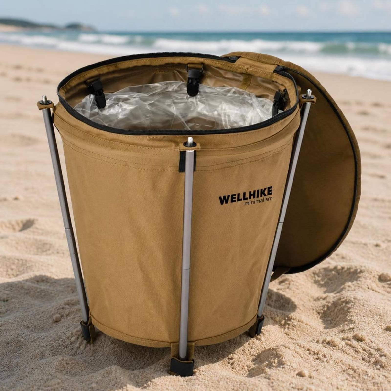 Sharplace Outdoor Faltbarer Mülleimer Klappbarer Abfallbehälter Campingtasche Müllsackhalter mit Innenauskleidung aus PVC Und 600D Gewebe mit Vier Stützstangen