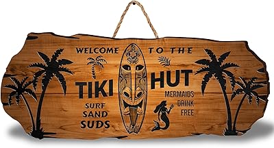 V VIBEPY Personalized Welcome To Tiki Hut Tiki Bar Sign, Outdoor Sign, Tiki Bar Sign, All Over Print Sign, Custom Shape Wood Sign-12