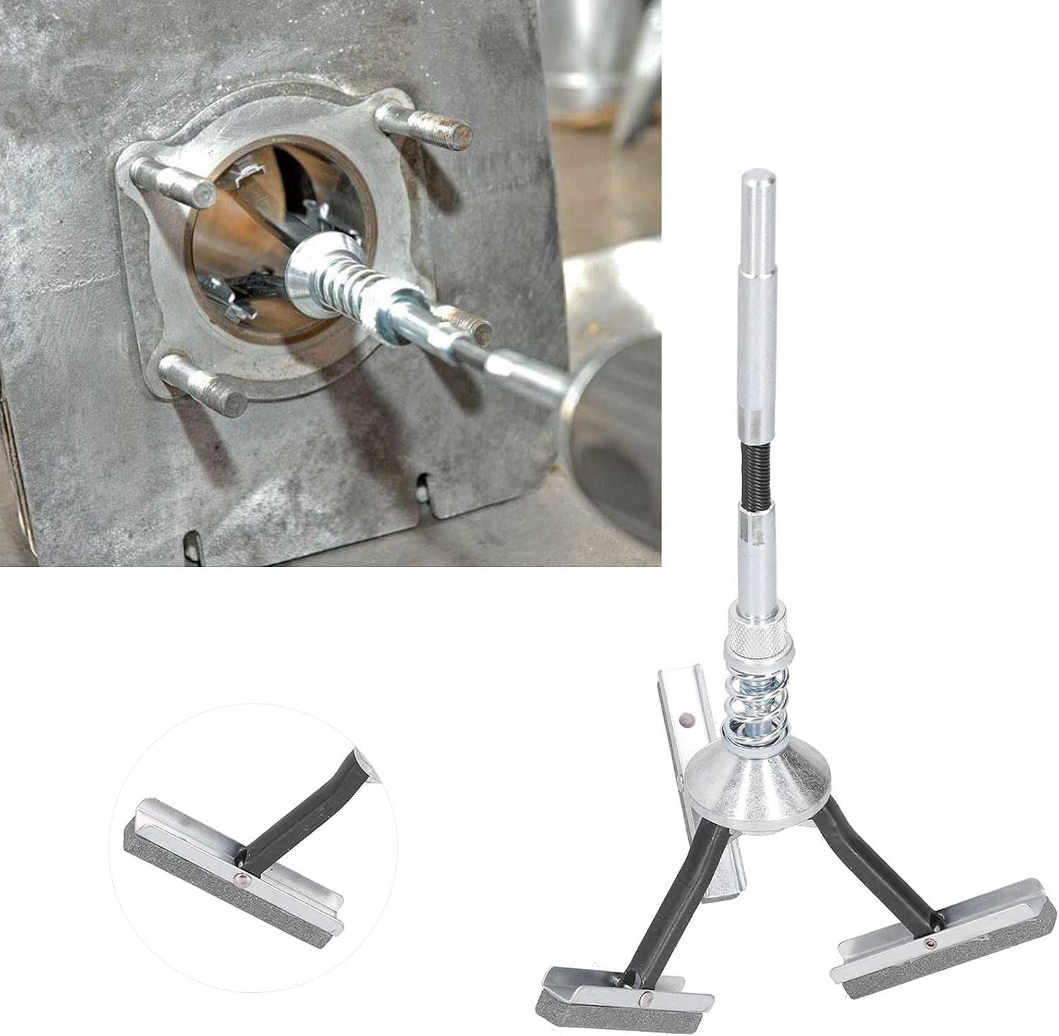 32mm - 90mm Cylinder Hone Tool, 3 - Jaw Adjustable Engine Cylinder Deglazer with Flexible Shaft, 220 Grit Stones for Cars Trucks Tractors and Small Engines