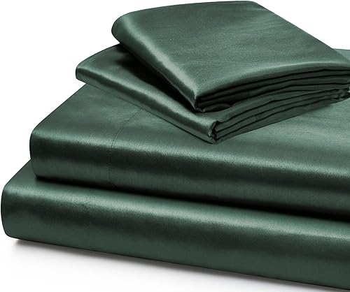 Miniatura 3 de Vonty Sábanas de satén juego de sábanas tamaño California King de bolsillo extra profundo, satén refrescante y sedoso, bolsillo profundo de 18 a 24
