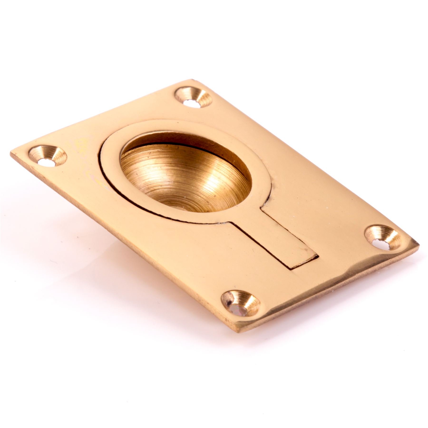 Large Solid Brass Flush Ring Pull Handle 64mm x 50mm