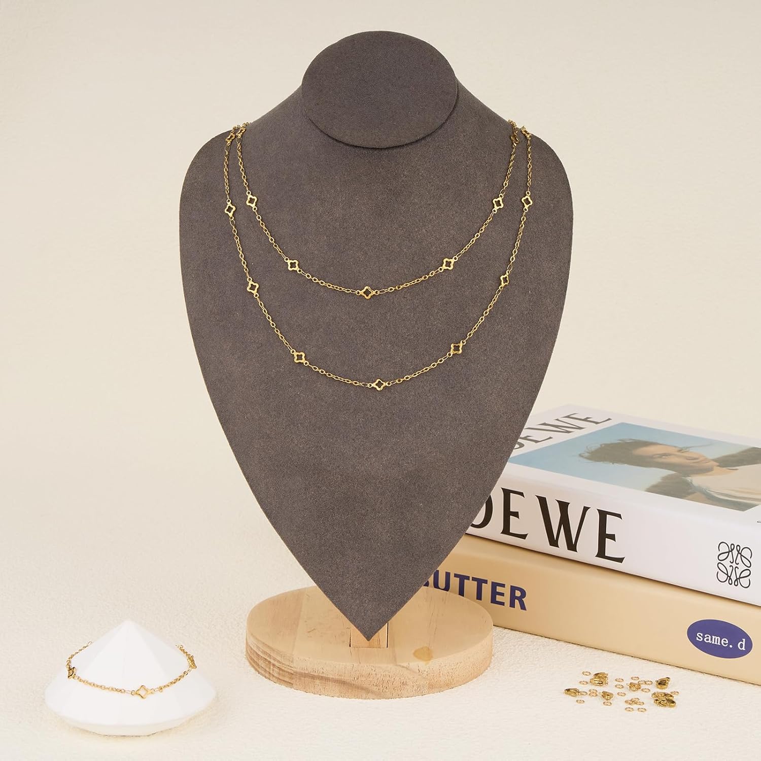 GTVOODX Gold Plated Four Leaf Clover Chain for Permanent Jewelry Making 5 Meters Stainless Steel Cable Chain Spool Bulk for DIY Bracelet with 10 Lobster Clasps and 30 Jump Rings - Image 7