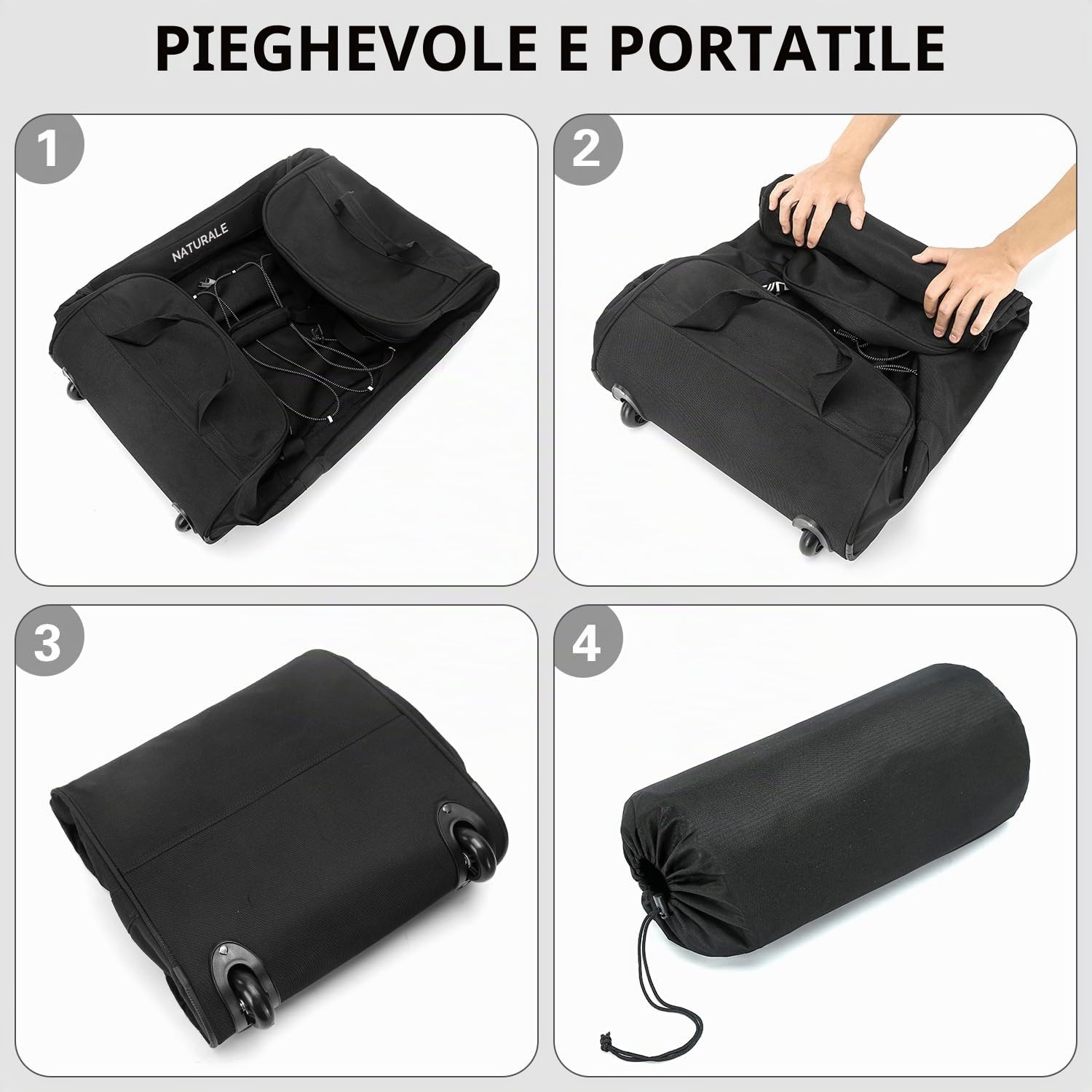 TUGUAN 110L Borsone da Viaggio Pieghevole con Ruote Grande XL Borsa Oxford con 2 Rotelle per Campeggio Traslochi Deposito Sport 28''/71 cm duffel bag, Nero