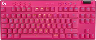 Logitech G PRO X TKL LIGHTSPEED Wireless Gaming Keyboard, Ultra Portable Tenkeyless Design, LIGHTSYNC RGB, Tactile Switches (GX Brown), QWERTY UK English Layout, Magenta
