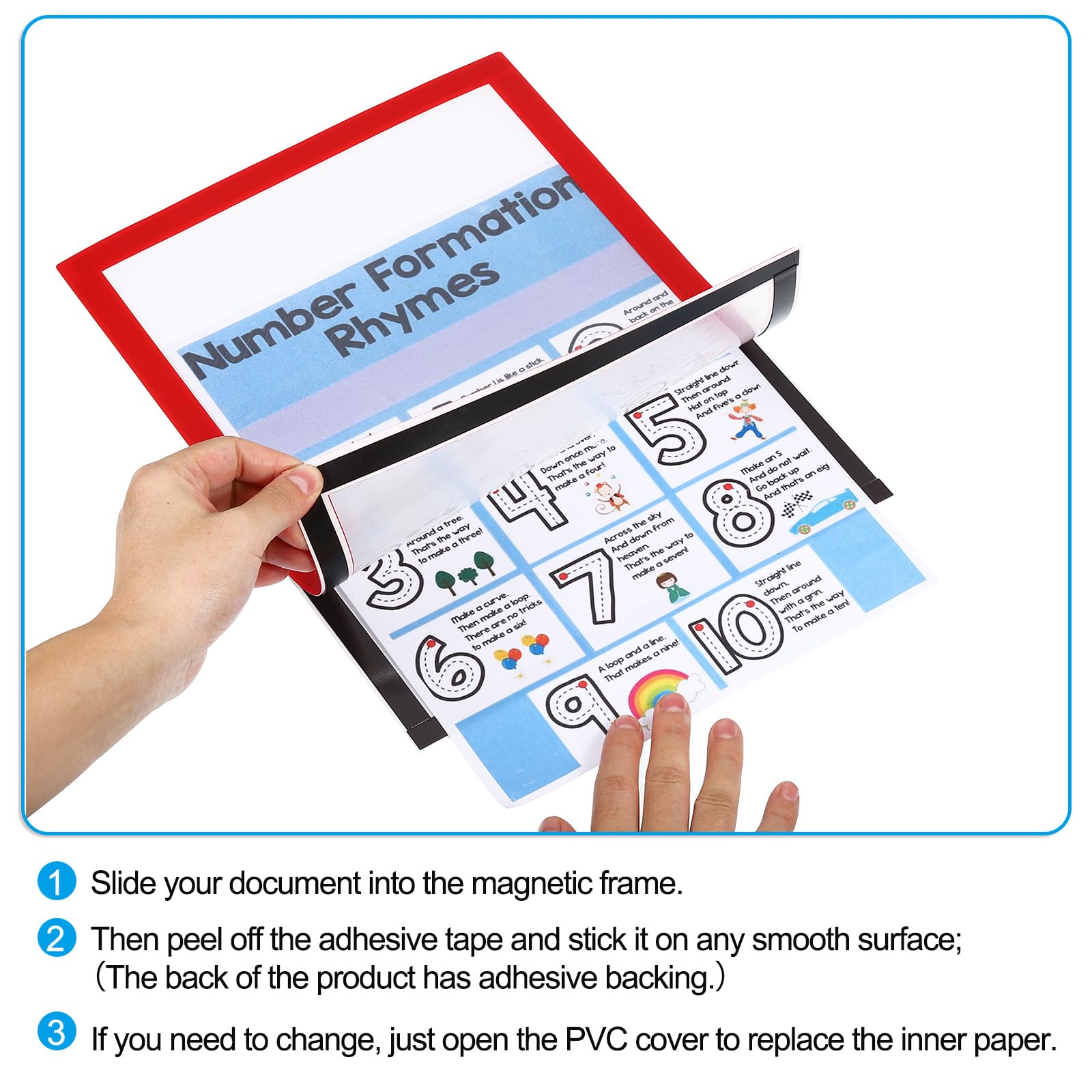 PATIKIL A4 Magnetischer Bilderrahmen, 8er Pack Magnetischer Bilderrahmen Selbstklebender Magnetischer Displayrahmen Wiederverwendbar Doppelseitig für Kühlschrank Kunstwerk, Grün