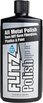 Flitz Multi Purpose Metal Polish Liquid - 16oz Bottle of USA-Made Tarnish Remover - For Aluminum, Chrome, Brass, Nickel, Silver - Non-Abrasive Metal Cleaner and Polish, Restorer 1 Pack