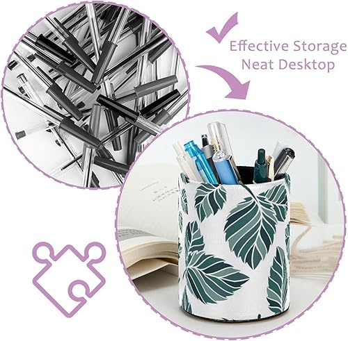 Miniatura 4 de Soporte para bolígrafo de gran capacidad para escritorio, ilustración de hojas naturales, organizador de vasos para oficina, aula, hogar, soporte