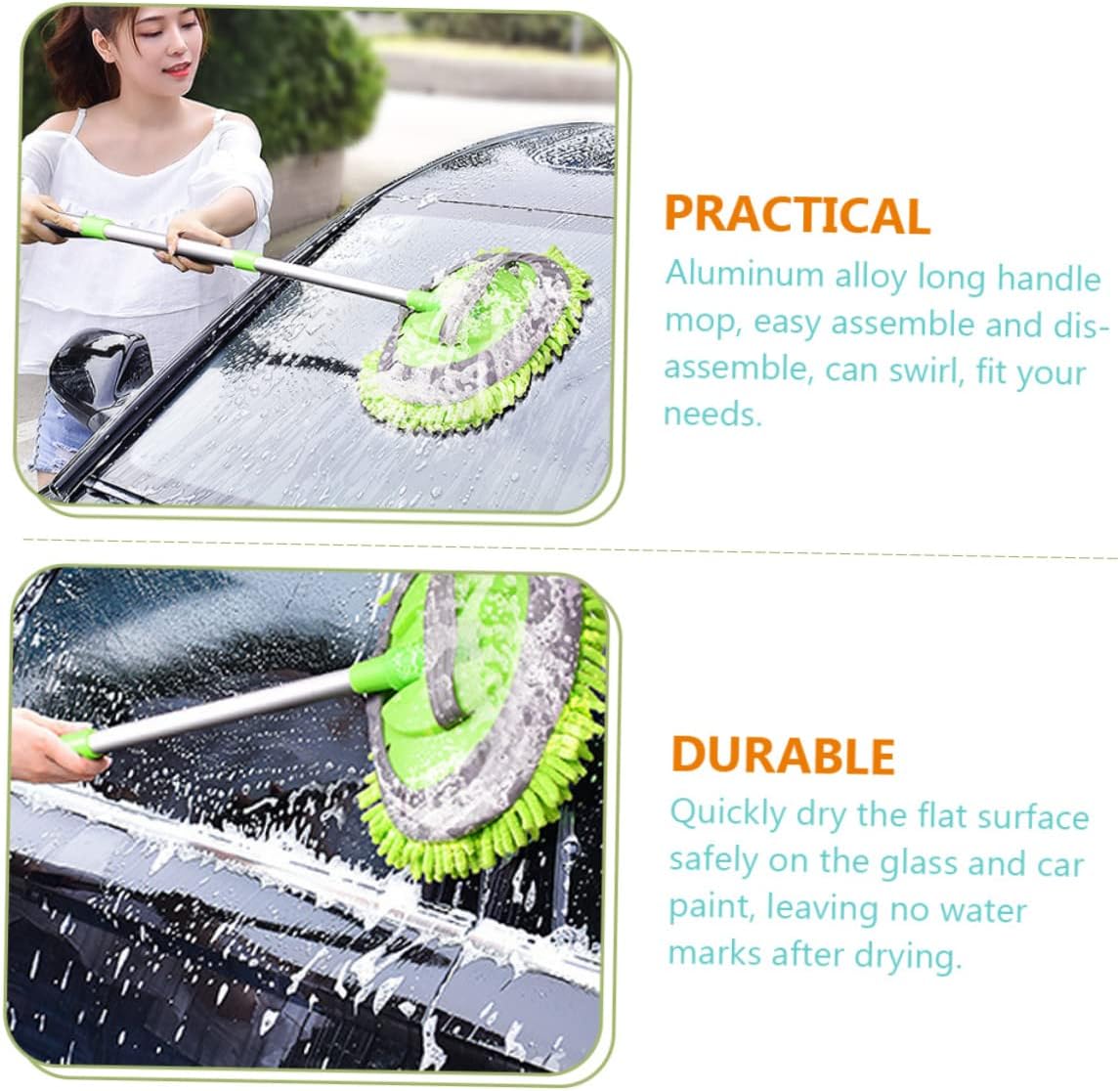 ULTECHNOVO Car Wash Brush Telescopic Mop Sponge Head Car Cleaning Tool Dust Duster