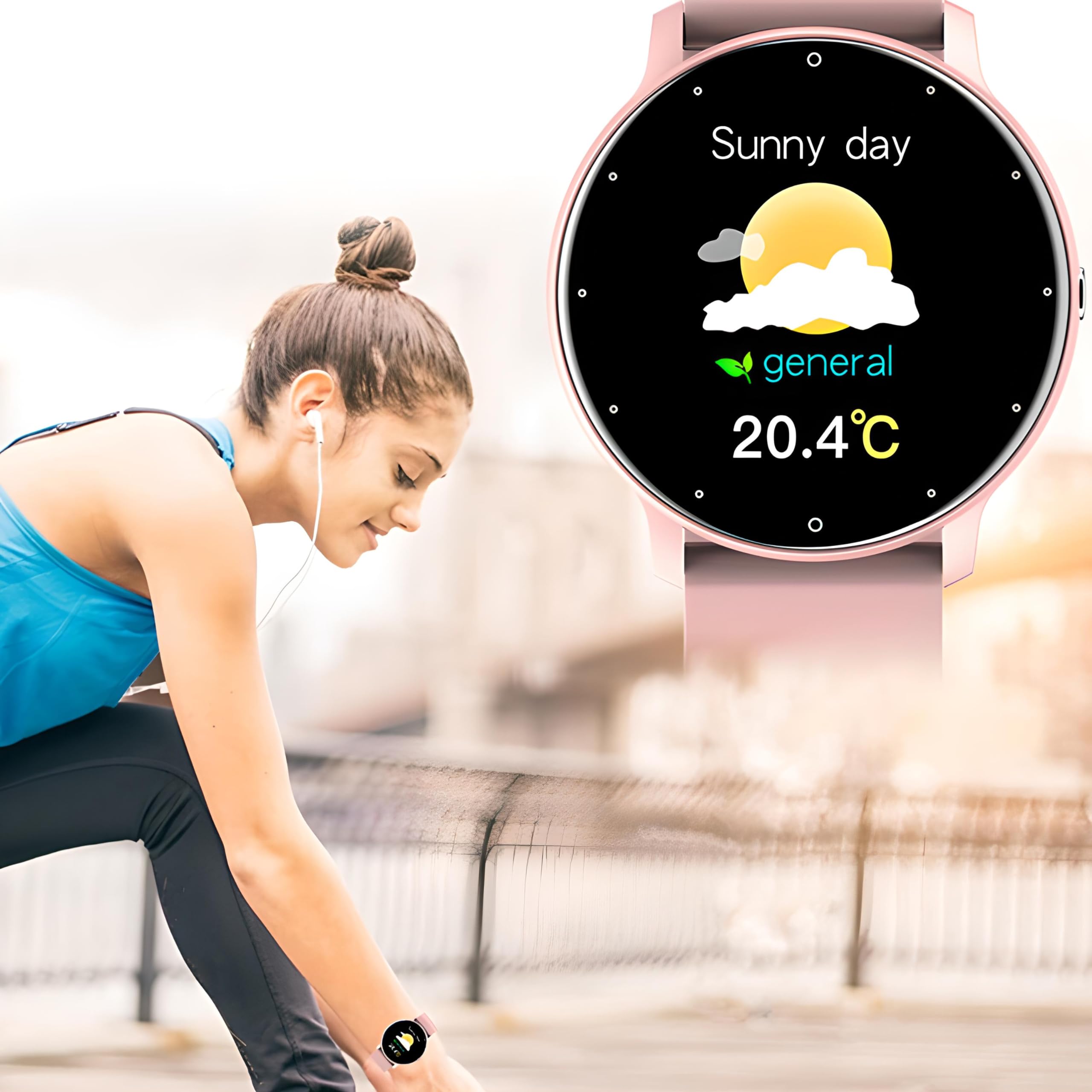 Retoo Smartwatch z dotykowym ekranem 1,54" Funkcja telefonu Zegarek sportowy z systemem Android Powiadomienia o połączeniach Urządzenie Śledzące Bluetooth Licznik kroków dla Kobiet i Mężczyzn Różowy