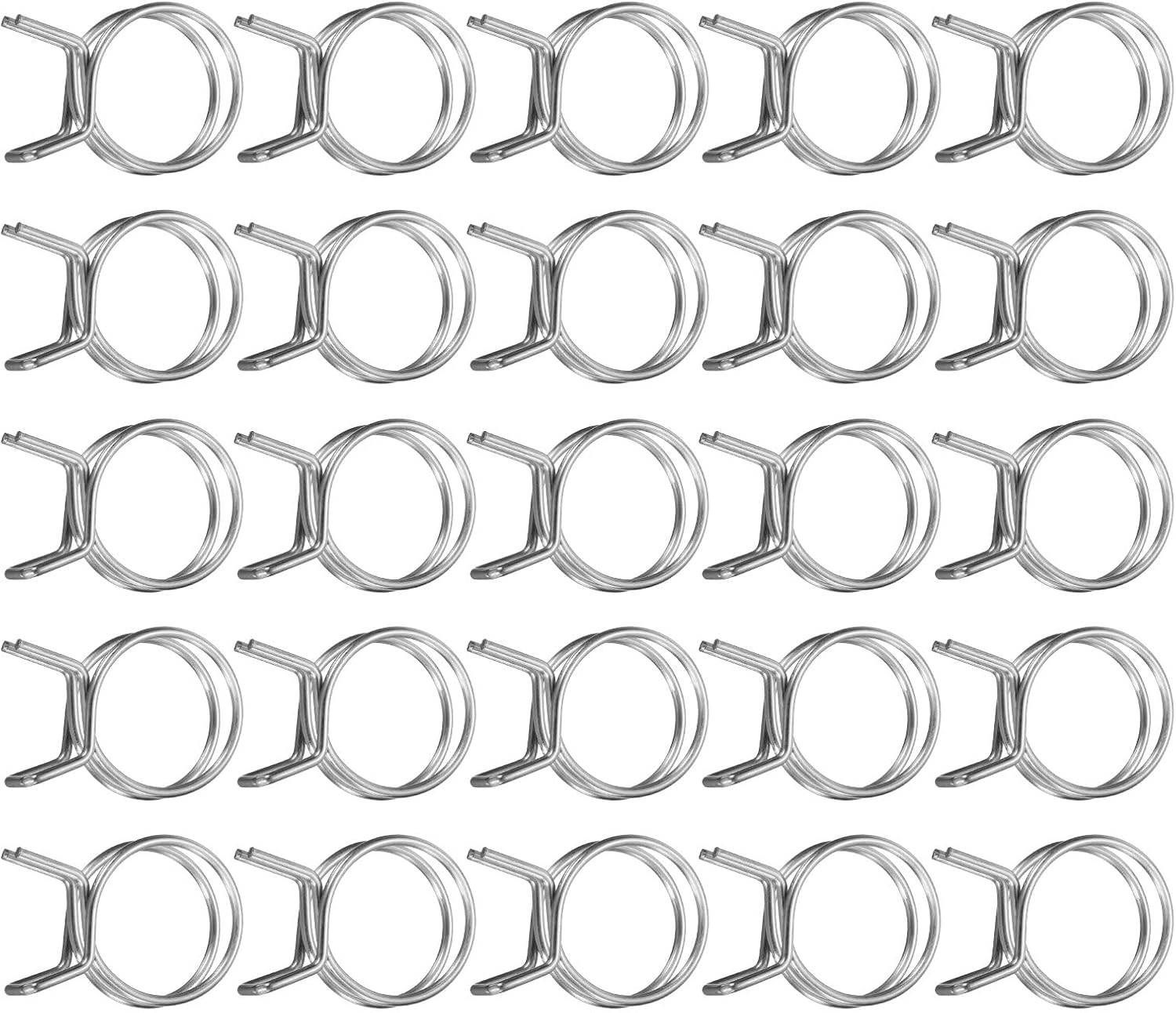 Generic 25Pcs 26mm/1.02inch Inner Dia Double Wire Spring Hose Clamp, Stainless Steel Adjustable Spring Clips for Hose Fuel Line Silicone Tube Water Pipe Air Pipe