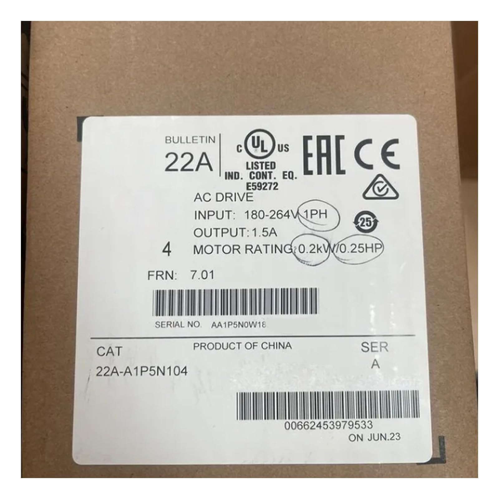 22A-A1P5N104 composant d'automatisation premium neuf avec garantie 1 an