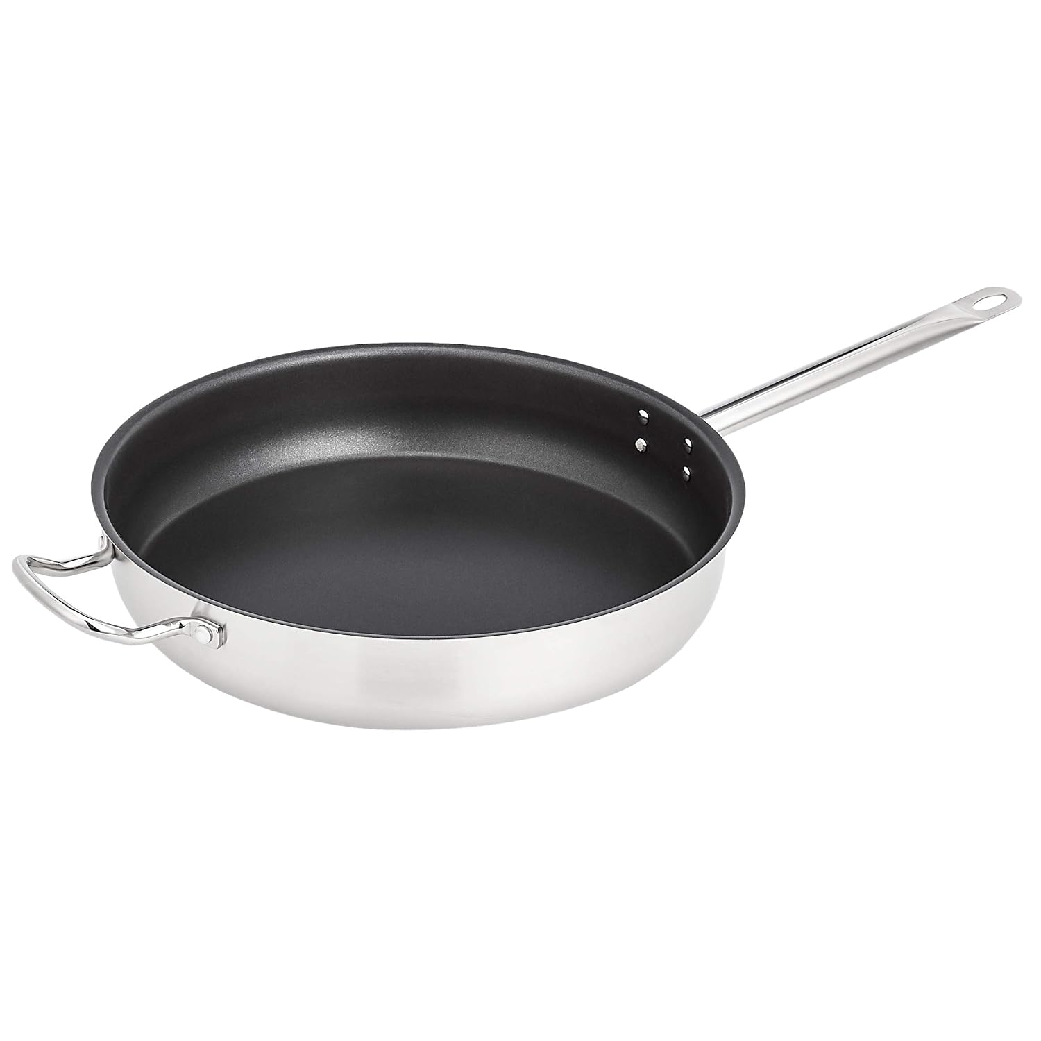 AmazonCommercial 16'' Non-Stick Stainless Steel Aluminum-Clad Fry Pan with Non-Stick Coating and Helper Handle