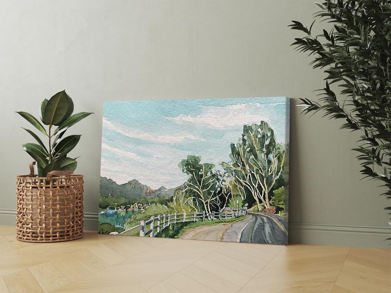 GADGETS WRAP Canvas Gallery Wrap Framed for Home Office Studio Living Room Decoration (17x11inch) - Spring Morning Lake Vista Print