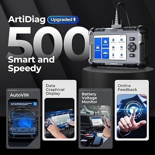 Miniatura 6 de TOPDON AD500 OBD2 - Escáner lector de códigos para auto, herramienta de diagnóstico de motor, ABS, SRS, transmisión, FCA AutoAuth, protocolo CAN FD,