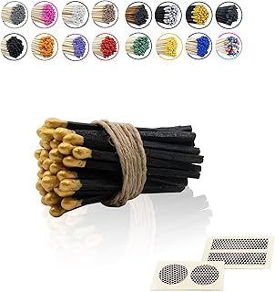 2” Inch Long Wooden Refill Matchsticks with Strike Stickers - Safety Matches Wholesale Bulk Loose by Chandler Studio (Gold, 200 Pieces)