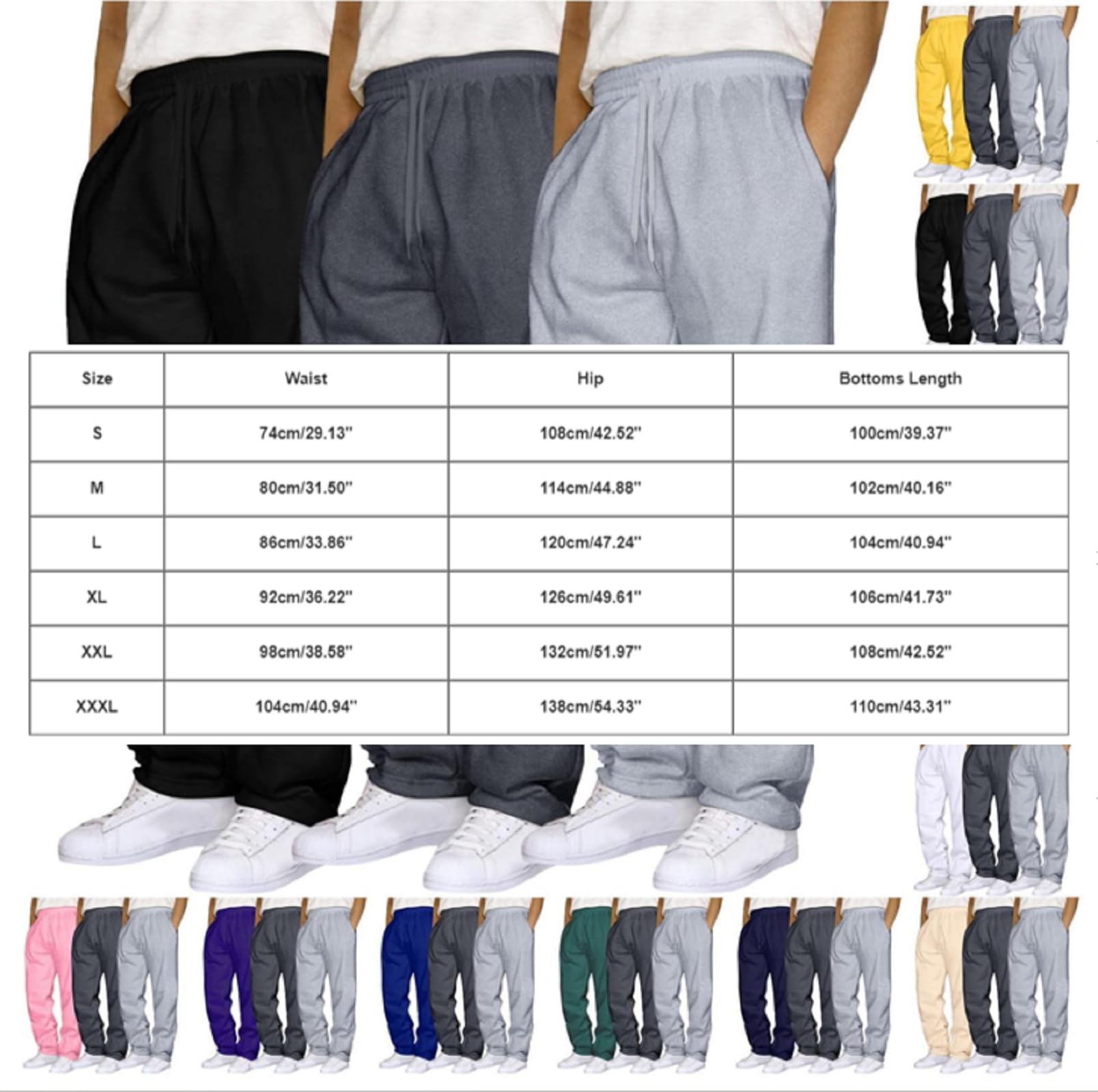 Lot de 3 Jogging Pantalon Homme Habillé Large Bas Pantalons