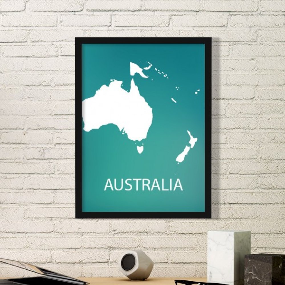 Cadre photo silhouette d'Australie Océanie en bois noir pour décoration murale