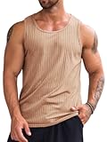 Men's Ribbed Tank Tops Knit Sleeveless Workout T Shirt Muscle Gym Fitness Tee