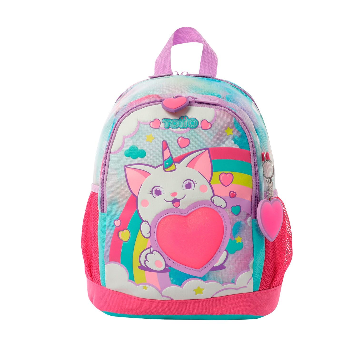 TOTTO Mochila Infantil, Modelo Sweety Heart S, Mochila Pequeña, Capacidad 7 L, 2 Compartimentos, 2 Bolsillos para Botella, Organizador Interno, Correas Acolchadas, Resistente y Duradera, Color Azul