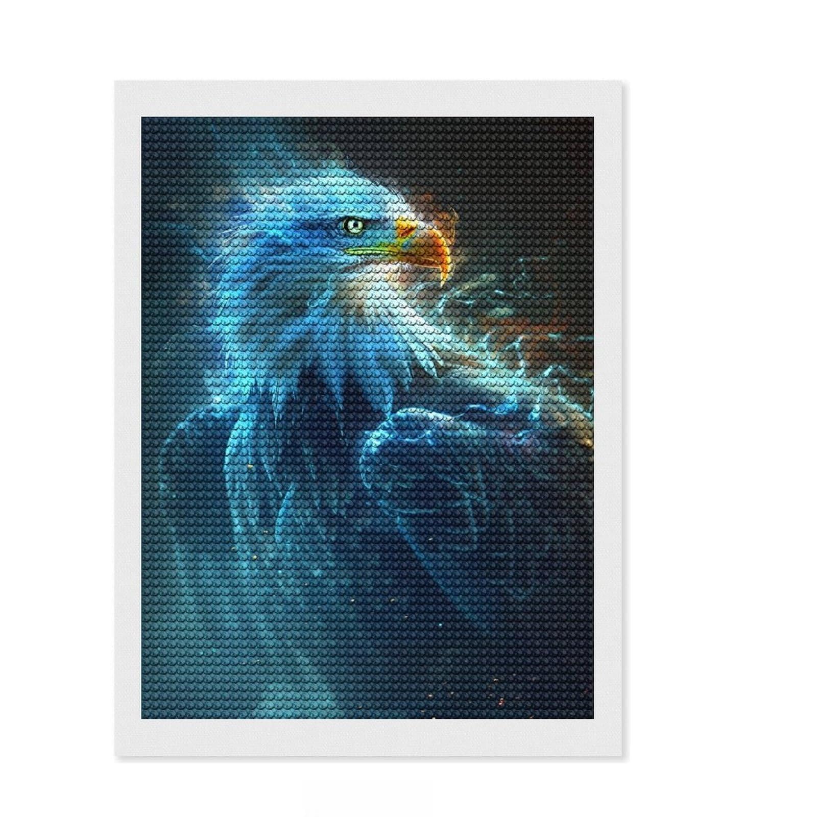 Junmoney Radiant Eagle Majesty Diamond Painting Canvas Set 12"x16", for Teens, Simple to Start, Farmhouse Decor, Thoughtful Handmade Gift