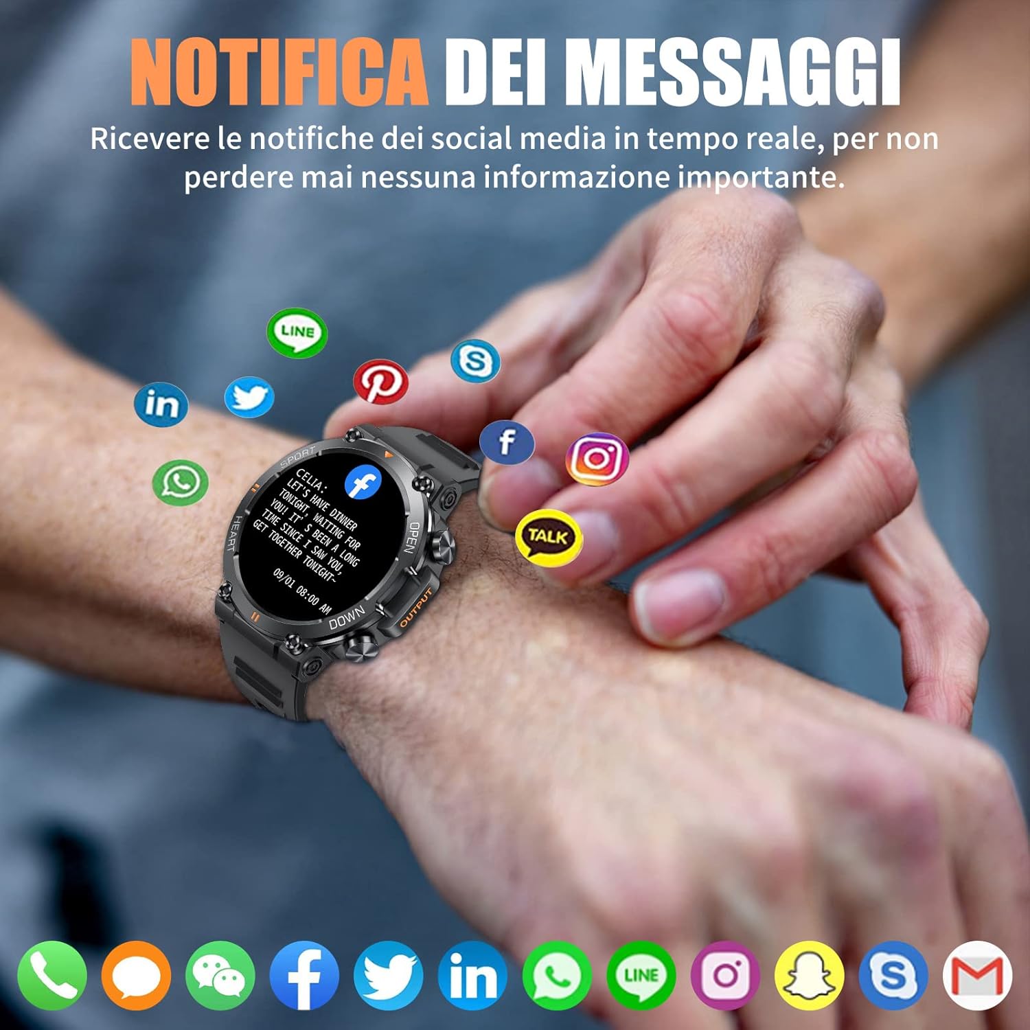 Smartwatch Uomo Orologio, 1.39 Fitness Militari Smart Watch Tracker di attività con Le Chiamate Bluetooth, 120+ modalità Sport, Cardiofrequenzimetro, SpO2, Notifiche WhatsApp per Android iOS Smartwatch Uomo Orologio, 1.39 Fitness Militari Smart Watch Tracker di attività con Le Chiamate Bluetooth, 120+ modalità Sport, Cardiofrequenzimetro, SpO2, Notifiche WhatsApp per Android iOS