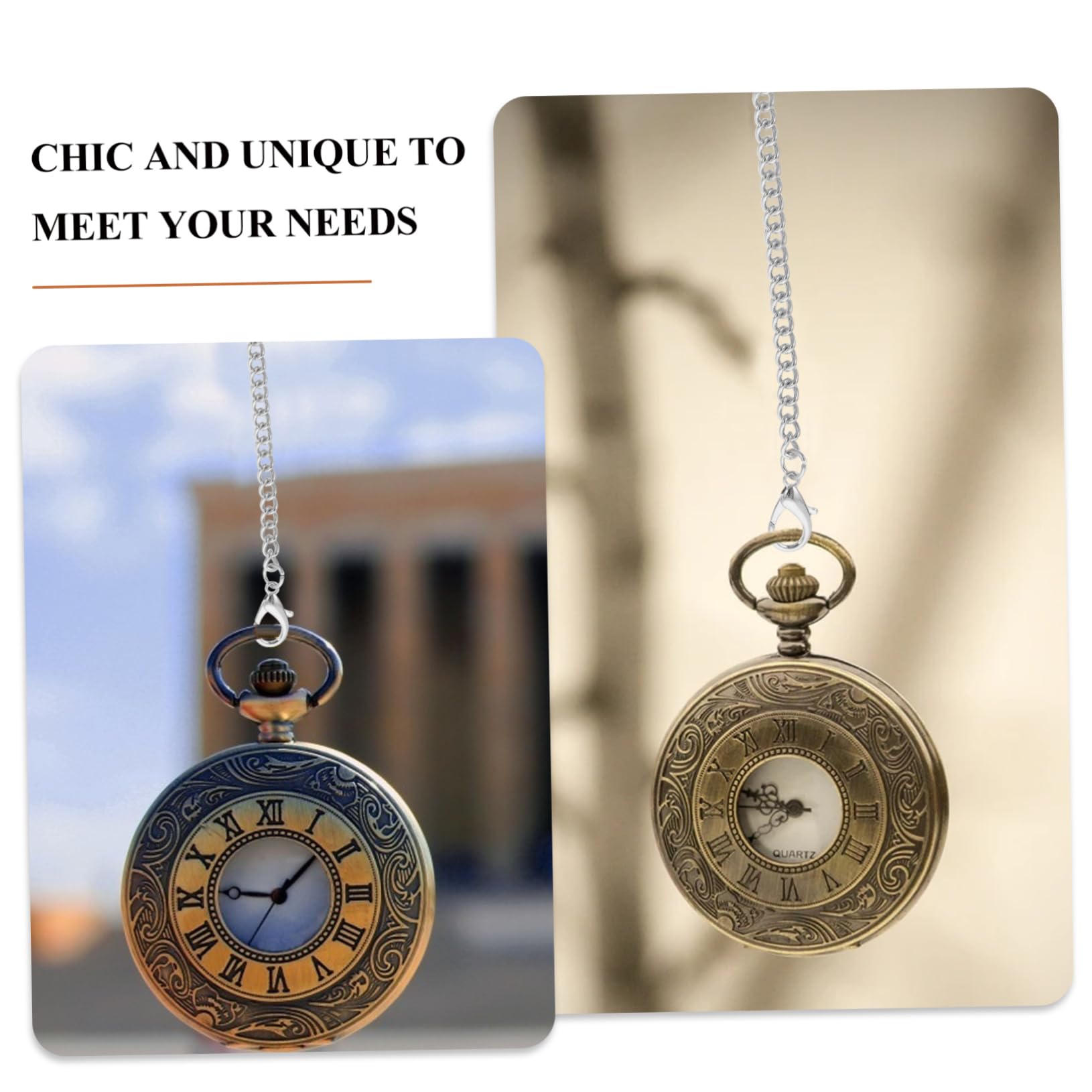 COSMEVIVI 2pcs Pocket Watch Chain for Clothing Environmental-Friendly Hanging Chain Stylish Accessory for Jeans and Outfits Clip