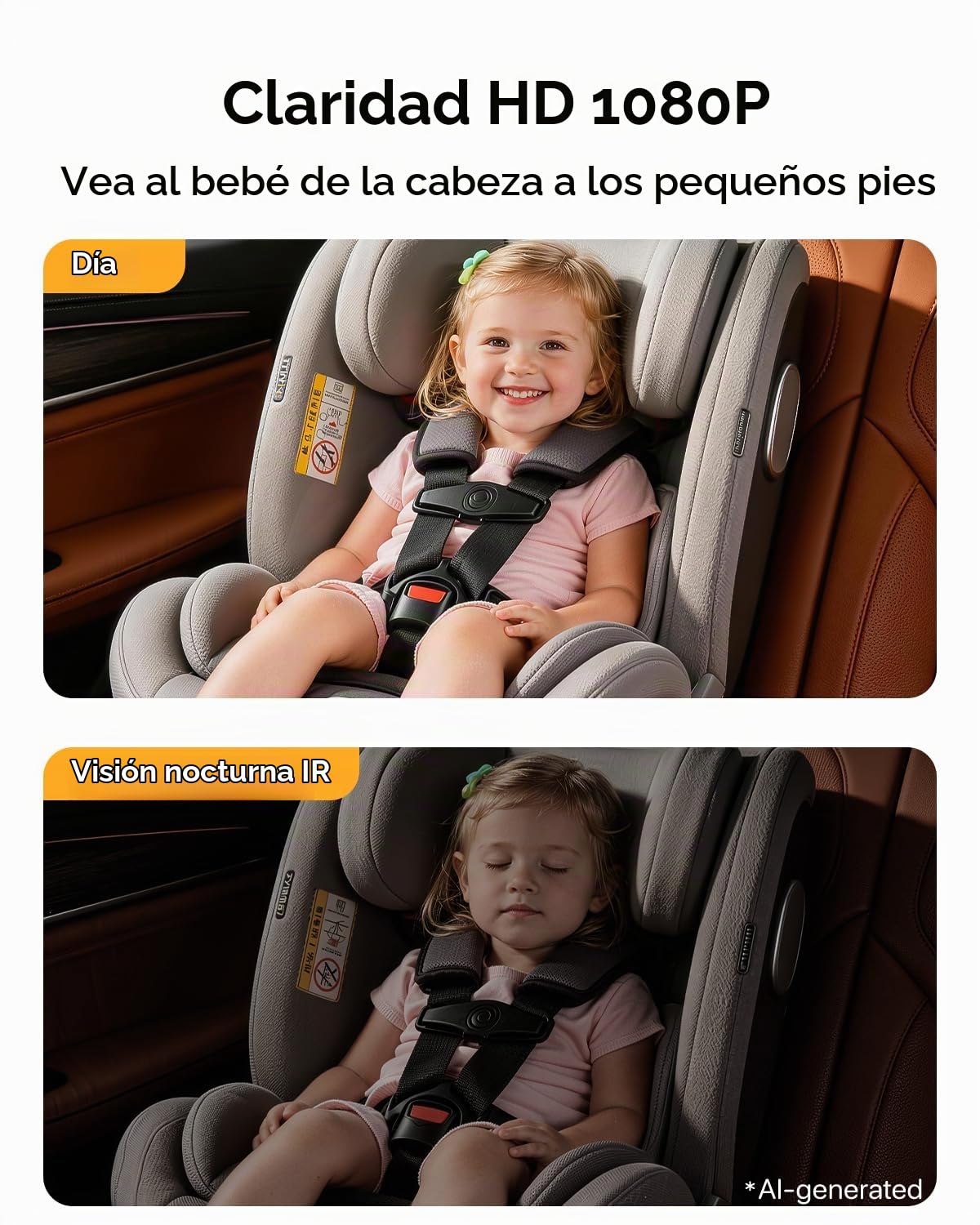 Babyvue Cámara USB para coche de bebé, monitor de asiento trasero, espejo de asiento de coche