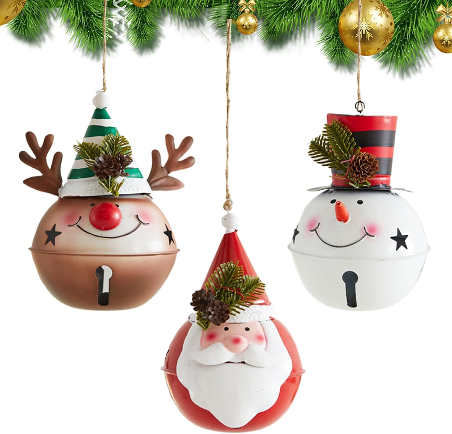 クリスマスツリー装飾 | 3点セット かわいい フェスティブ フィギュア | サンタ 雪だるま トナカイ オーナメント | ストッキ