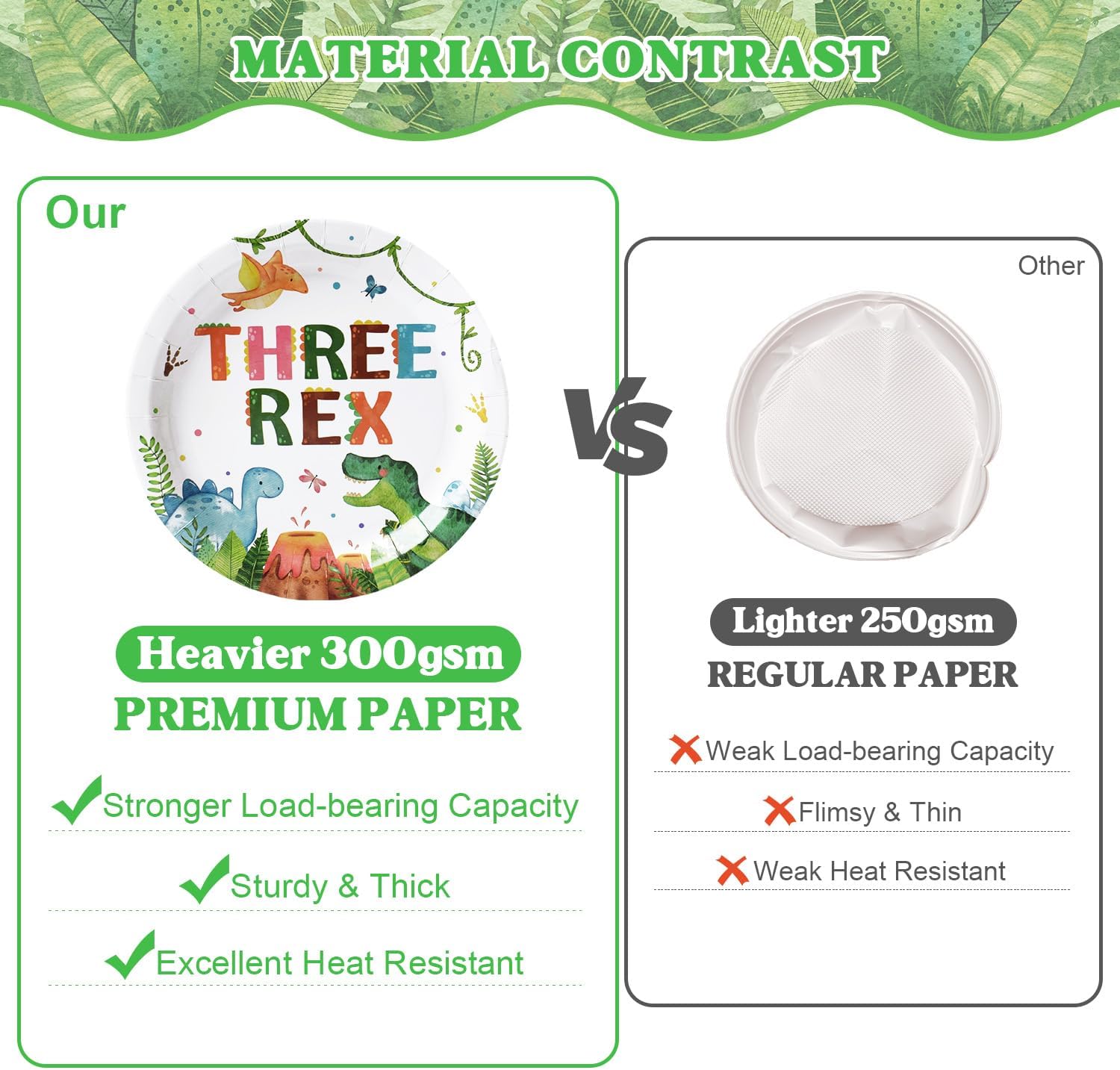 3rd Birthday Dinosaur Decorations Set - 197 Pcs Serves 24, 3-Rex Theme Kit with Tablecloth, Banner, Balloons Tableware & Cake Toppers - Image 6