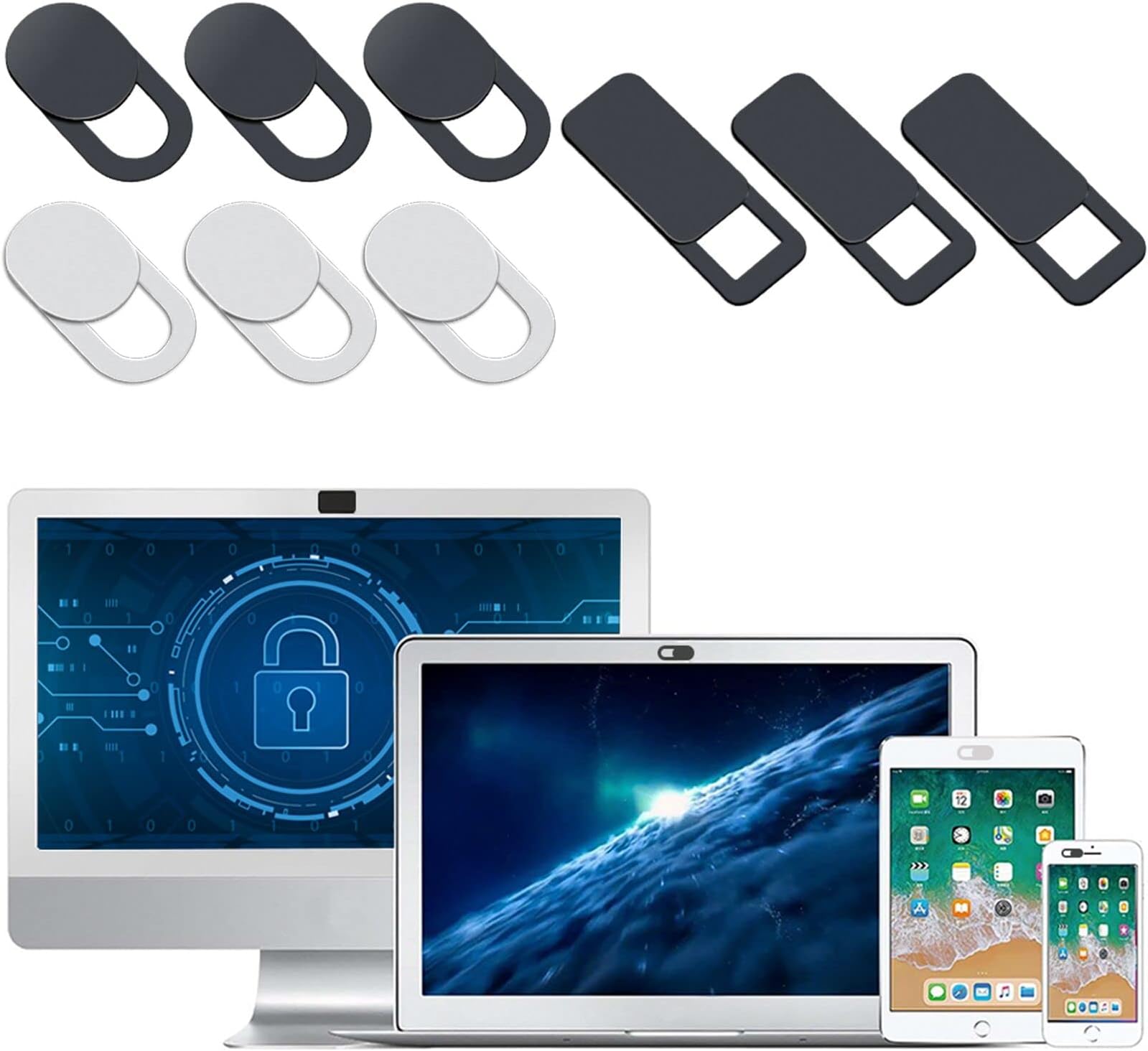 AJOXEL Webcam Cover (9 Pack), 0.027 inch Super Thin Privacy Cover Protects Your Privacy Online Web Camera Cover Slide Suitable for MacBook Pro, Laptops, Computer, Macbook, iMac, iPad, Tablets