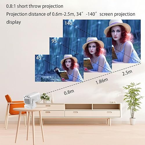 Miniatura 4 de Enfoque automático y 1080P Mini proyector, proyector portátil, WiFi-6, Bluetooth-5.4, giratorio de 180, Android 11, 200 Ansi LM, corrección
