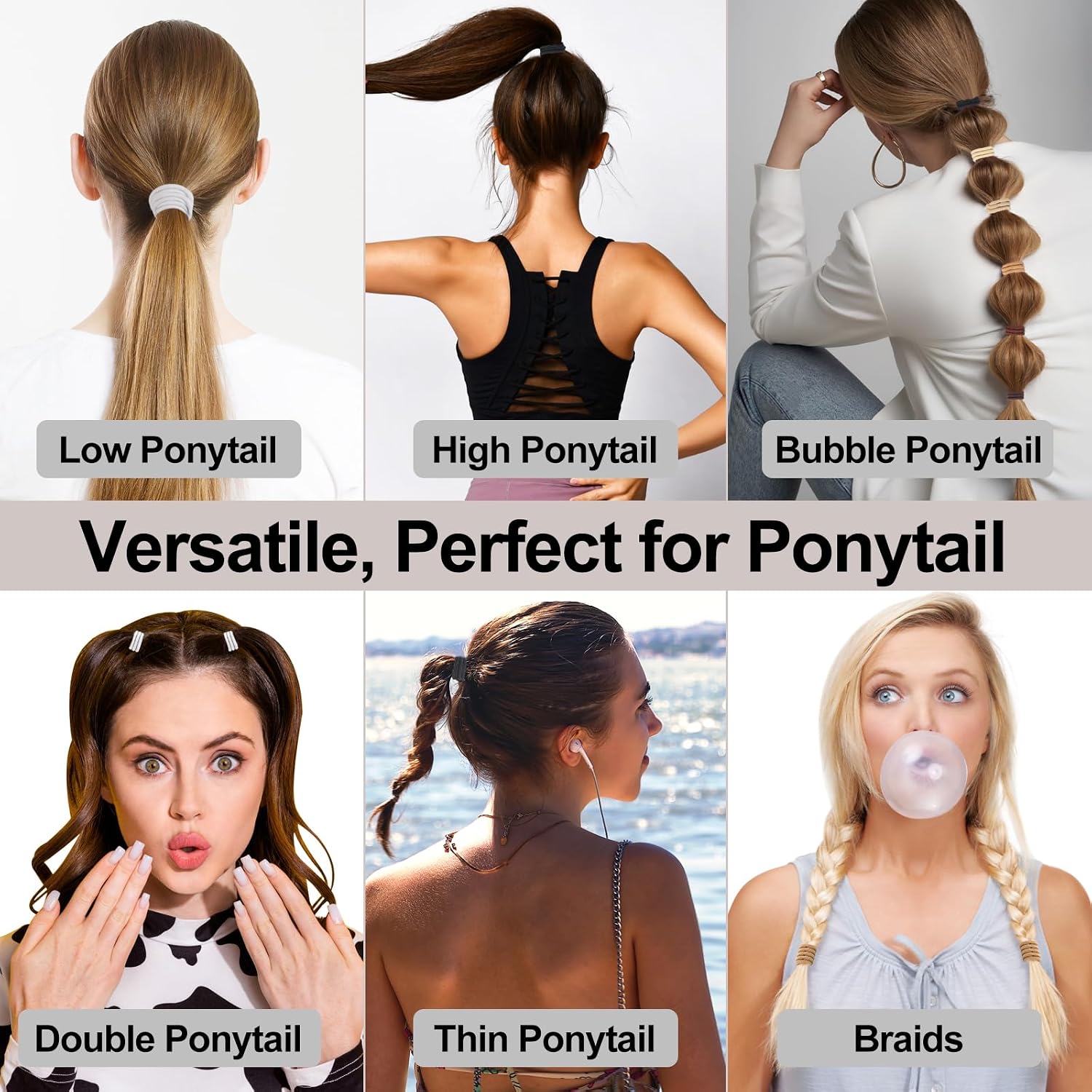 ADRIONE Elastic Hair Ties for Women, Girls & Kids 288 Bulk Pack, 4MM Ponytail Holders for Thick, Medium, Thin, Fine & Short Hair Elastic Rubber Hair Bands Non Slip & No Damage, Brown Hair Accessories