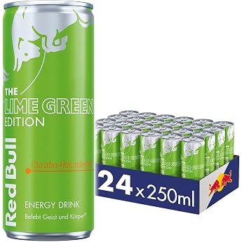 Red Bull Energy Drink Lime Green Edition - Curuba elderflower, 24 x 250ml, cans of drinks with a range of 24, WITHOUT PFAND