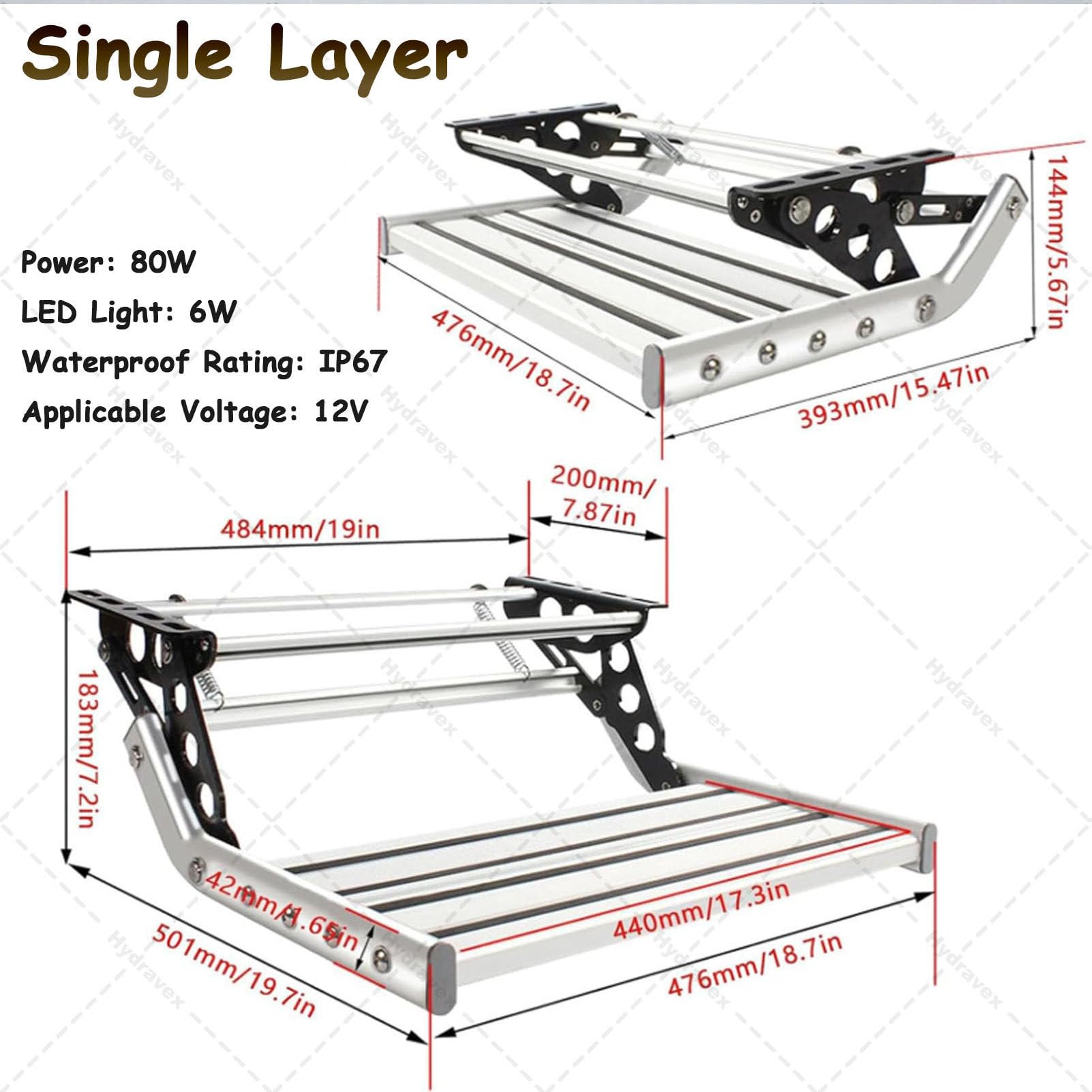 Klappbare Wohnmobiltreppe, elektrisch ausziehbare Wohnmobiltreppe, Wohnwagentreppe, Aluminiumlegierung, rutschfeste Pedale, für Wohnmobile, Camper und Wohnwagen Single-12V