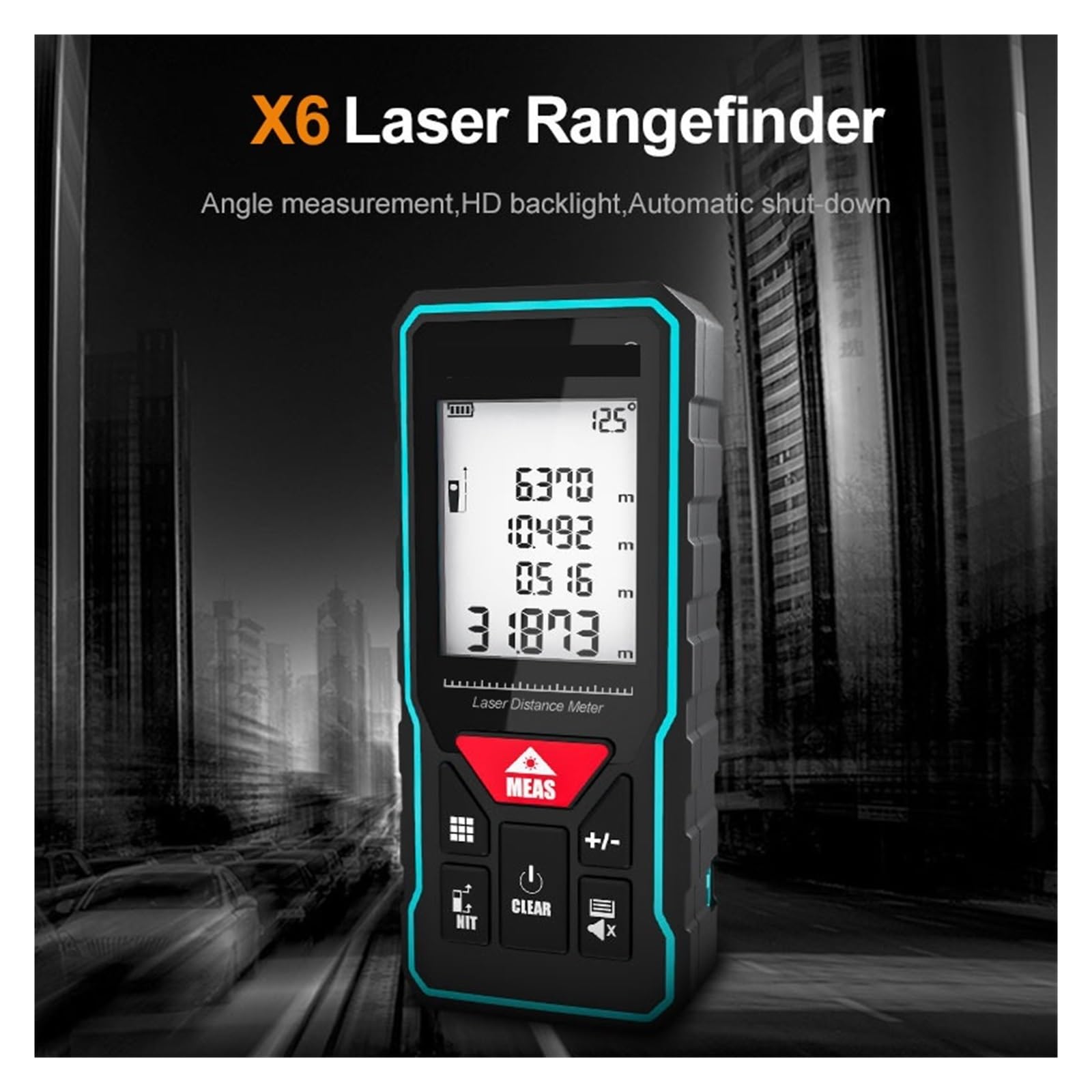 Misuratore di Distanza X5 X6 Telemetro Finder Misura Portatile Angolo accurato Calcola for la Costruzione Alta precisione(X6-Rechargeable,100m)