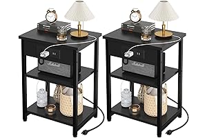 Black Accent Tables for Living Room with USB Ports
